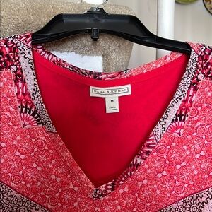 Dana Buchman Red Black Blouse
